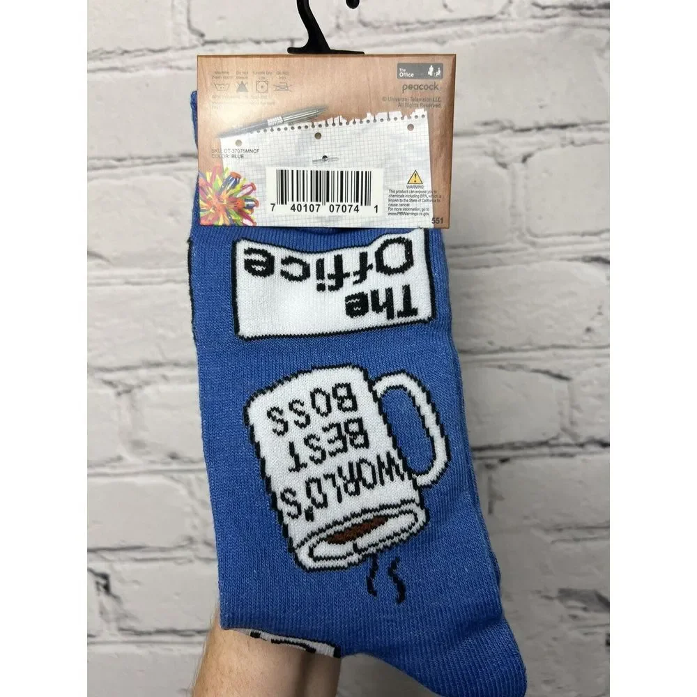 The Office Socks World's Best Boss Dunder Mifflin Blue Novelty Socks TV Show NEW